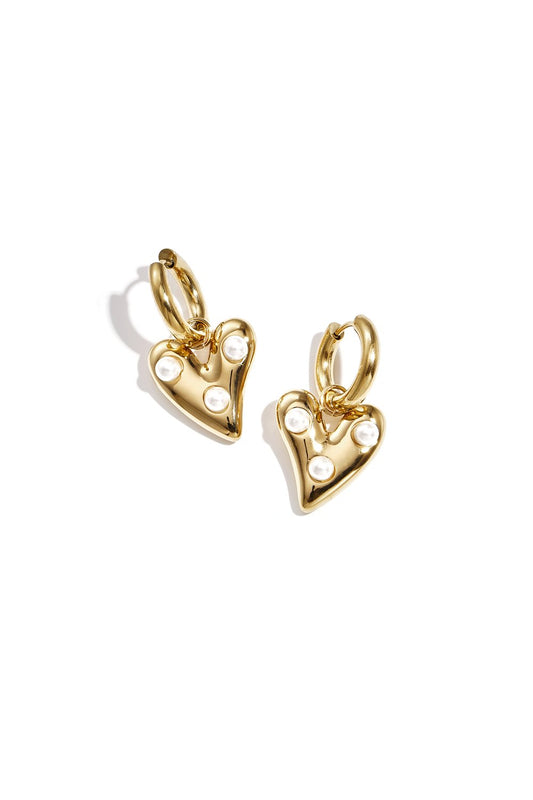 Earrings Heart & Pearls