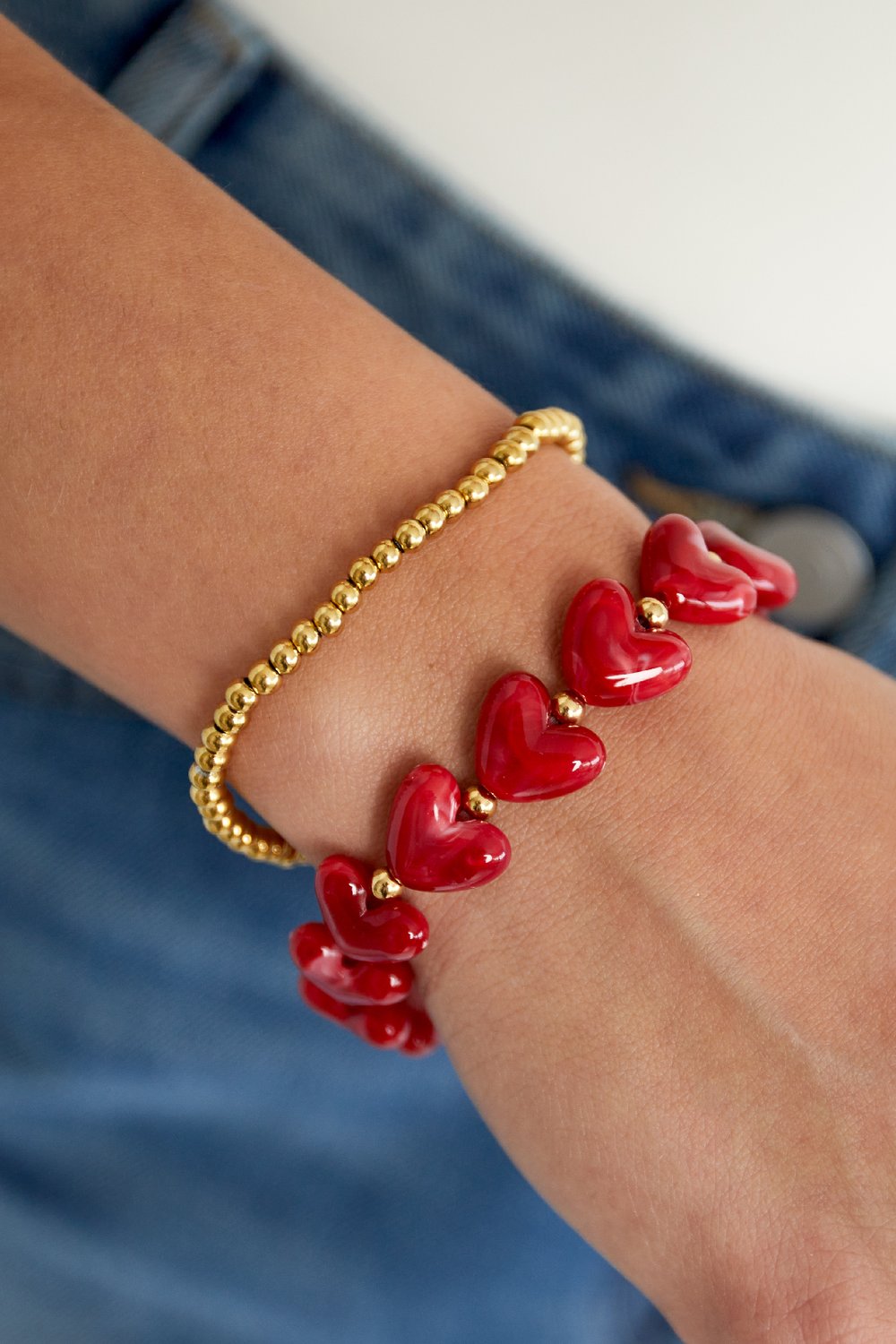 Bracelet Heart Beads